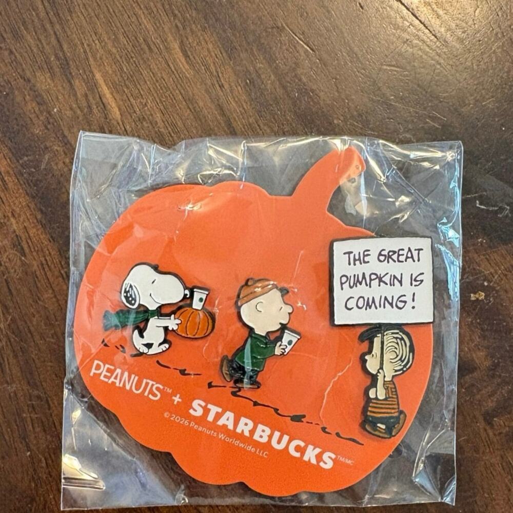 NEW 2026 Starbucks Peanuts Snoopy Enamel Pin Set Charlie Brown Linus